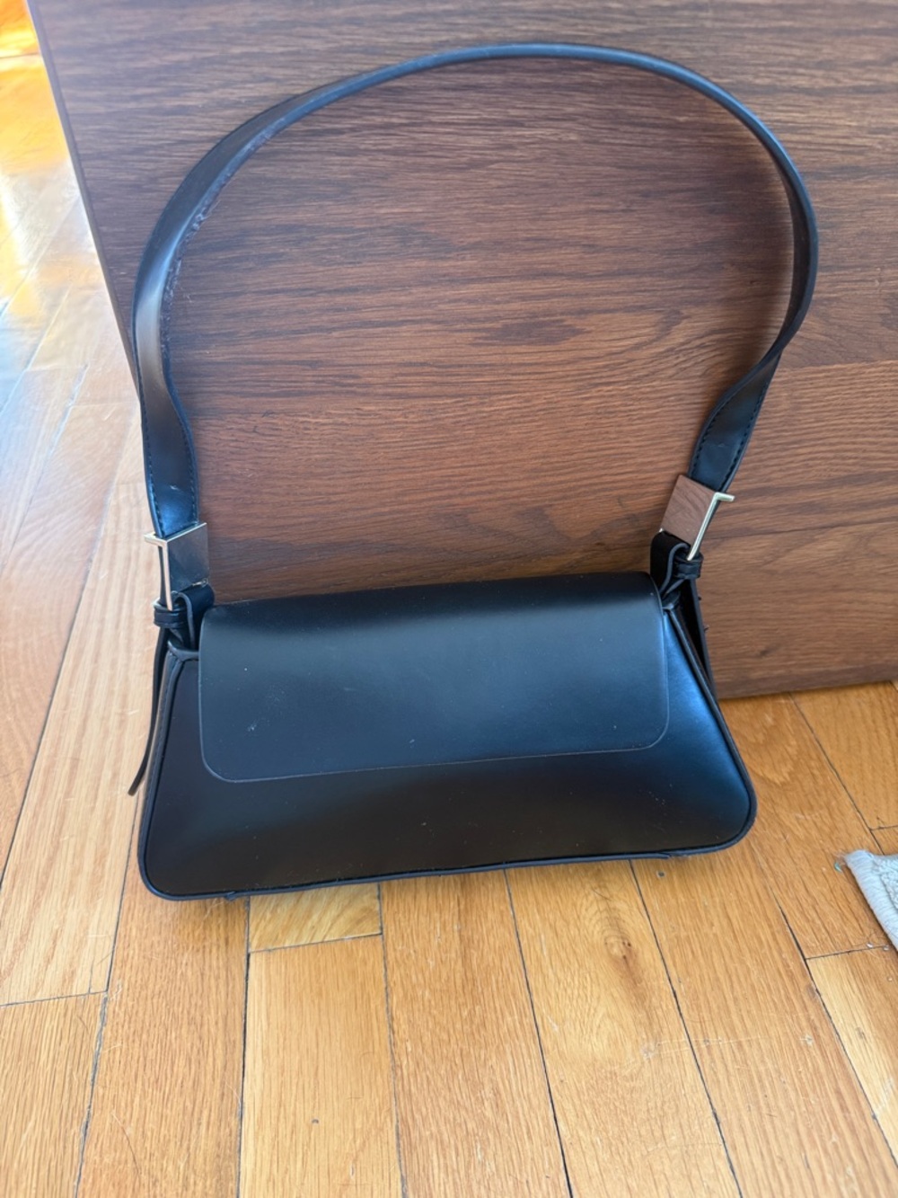 Zara Black Leather Shoulder Bag